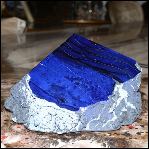 Set de deux sculptures en pâte de verre avec lanières en pâte de verre colorées en rouges et bleu PC-Glass Alchemy