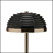 Lampe de table avec structure et base en laiton massif poli et abat-jour en verre noir 165-Duke