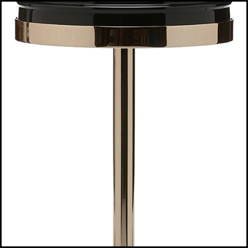 Lampe de table avec structure et base en laiton massif poli et abat-jour en verre noir 165-Duke