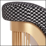 Chaise longue avec structure en bois massif et base finition Gold avec revêtement en tissu noir et blanc 166-Pike Heels