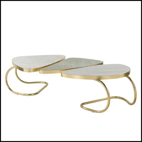 Table basse avec base en laiton poli avec trois plateaux 166-Scales