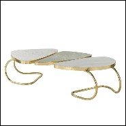 Coffee table with structure base in polished brass and 3 top's 166-Scales