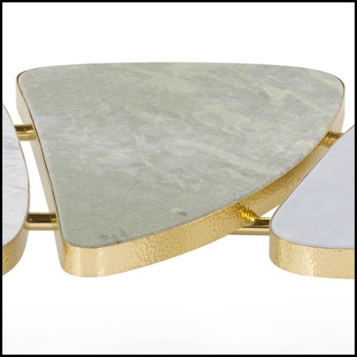 Table basse avec base en laiton poli avec trois plateaux 166-Scales