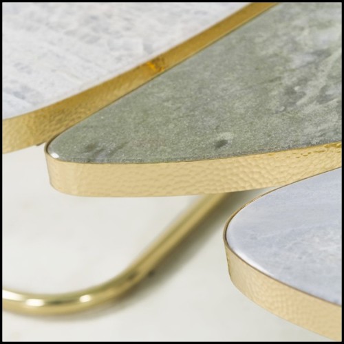 Table basse avec base en laiton poli avec trois plateaux 166-Scales