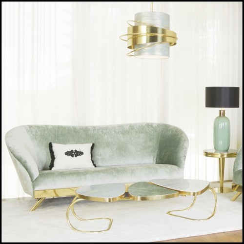 Table basse avec base en laiton poli avec trois plateaux 166-Scales