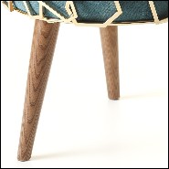 Stool with structure in solid wood covered with turquoise velvet fabric 165-Cyprus