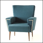 Armchair with structure in solid wood covered with turquoise velvet fabric 165-Cyprus