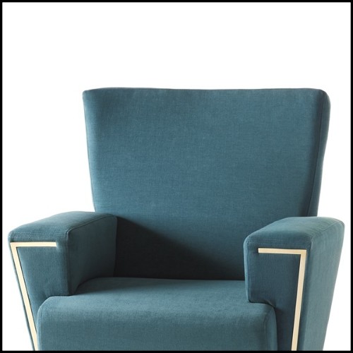 Armchair with structure in solid wood covered with turquoise velvet fabric 165-Cyprus