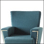 Armchair with structure in solid wood covered with turquoise velvet fabric 165-Cyprus