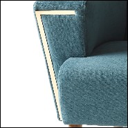 Armchair with structure in solid wood covered with turquoise velvet fabric 165-Cyprus