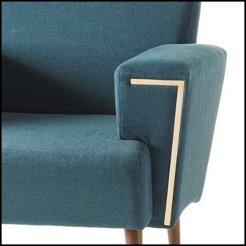 Armchair with structure in solid wood covered with turquoise velvet fabric 165-Cyprus