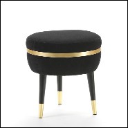 Tabouret avec structure en bois massif recouvert de velours noir 165-Berliner