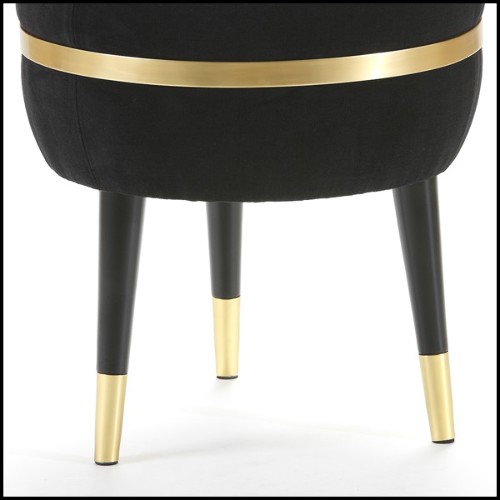 Stool with structure in solid wood upholstered with black velvet fabric 165-Berliner