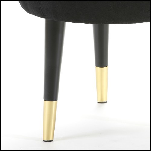 Tabouret avec structure en bois massif recouvert de velours noir 165-Berliner