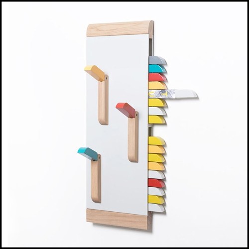 Coat Rack in polished and matt varnished solid oak 112-Tucano