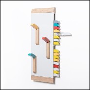 Coat Rack in polished and matt varnished solid oak 112-Tucano