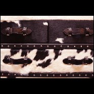 Chest with structure in solid wood upholstered with natural black and white cowhide 35-Wild Cowhide