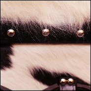 Coffre avec structure en bois massif recouvert de cuir de vachette noir et blanc 35-Wild Cowhide