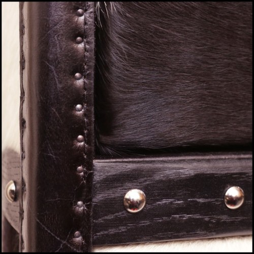 Chest with structure in solid wood upholstered with natural black and white cowhide 35-Wild Cowhide