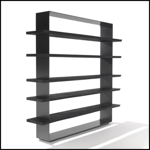 Bibliothèque avec structure en cèdre noir brûlé finition laquée anthracite Iron Dust 154-Black Cedar