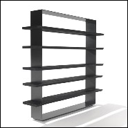 Bibliothèque avec structure en cèdre noir brûlé finition laquée anthracite Iron Dust 154-Black Cedar