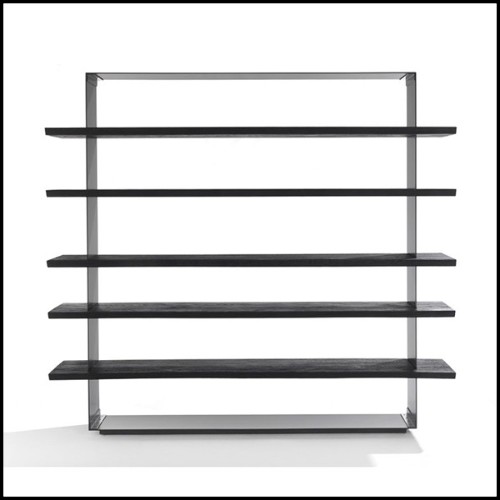 Bibliothèque avec structure en cèdre noir brûlé finition laquée anthracite Iron Dust 154-Black Cedar