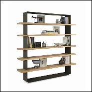 Bibliothèque avec structure en cèdre noir brûlé finition laquée anthracite Iron Dust 154-Black Cedar