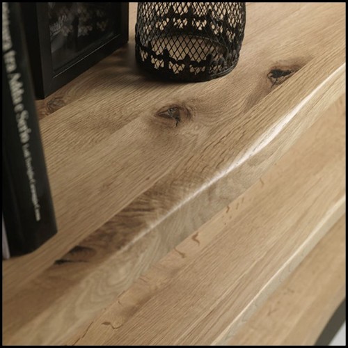 Bibliothèque avec structure en cèdre noir brûlé finition laquée anthracite Iron Dust 154-Black Cedar