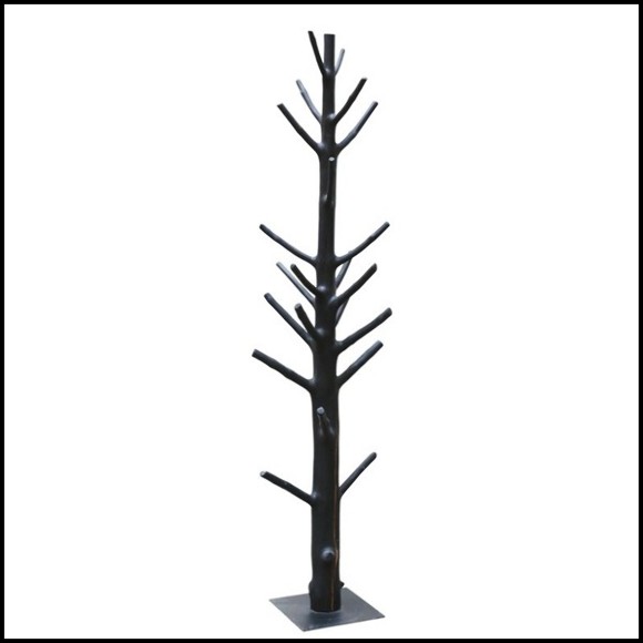 Porte-manteau fait avec citronnier naturel poli avec peinture noire 38-Lemon Tree