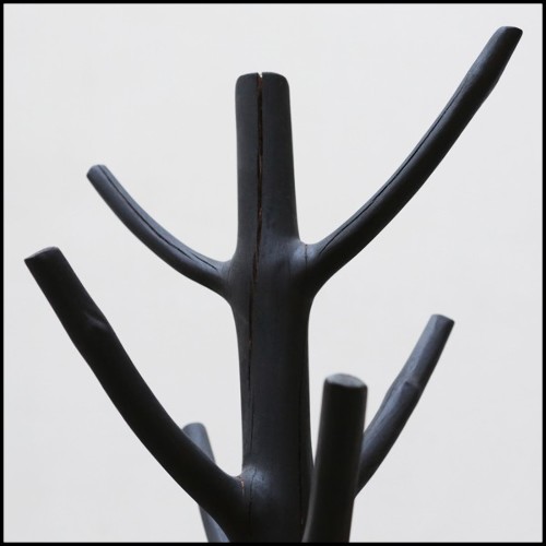 Porte-manteau fait avec citronnier naturel poli avec peinture noire 38-Lemon Tree