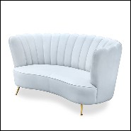 Sofa with structure in solid wood and covered with blue sky velvet fabric 162-Blue Sky