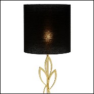 Table lamp with structure in gold plated brass on oxide black base 165-Gold Leaves