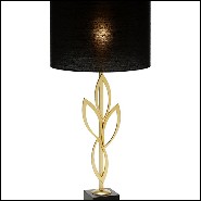 Lampe de table avec structure en laiton plaqué Gold sur base en oxyde noir 165-Gold Leaves