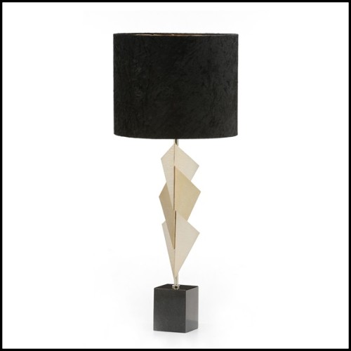 Table lamp with structure in mat gold plated brass on granite black base 165-Peter