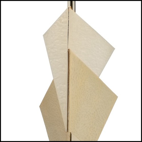Lampe de table avec structure en laiton plaqué Gold mat sur base en granit noir 165-Peter