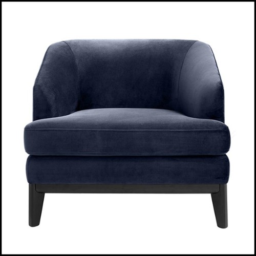 Armchair with structure in solid birch wood upholstered with Savona sea green or Savona midnight blue velvet 24-Montag