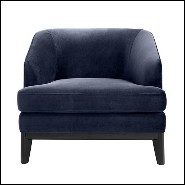 Armchair with structure in solid birch wood upholstered with Savona sea green or Savona midnight blue velvet 24-Montag