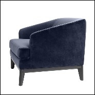 Armchair with structure in solid birch wood upholstered with Savona sea green or Savona midnight blue velvet 24-Montag