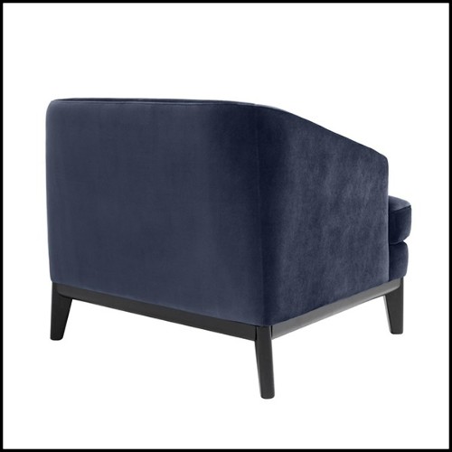 Armchair with structure in solid birch wood upholstered with Savona sea green or Savona midnight blue velvet 24-Montag