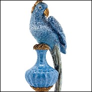 Candle Holder blue parrot in hand-painted blue glazed porcelain 162-Blue Parrot