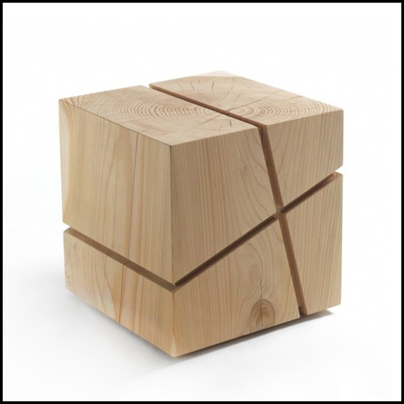 Stool made in a block of natural cedar trunk 154-Concepta Cedar