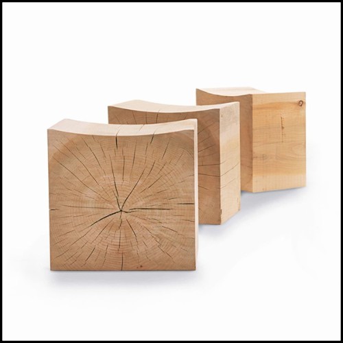 Stool made in a block of natural cedar trunk 154-Curvy Cedar