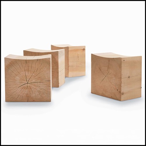 Stool made in a block of natural cedar trunk 154-Curvy Cedar