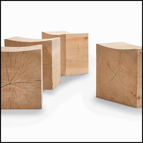 Stool made in a block of natural cedar trunk 154-Curvy Cedar