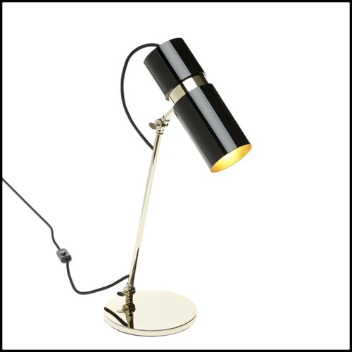 Lampe de table avec structure en laiton poli et finition dorée à l'intérieur de l'abat-jour 165-Erroll