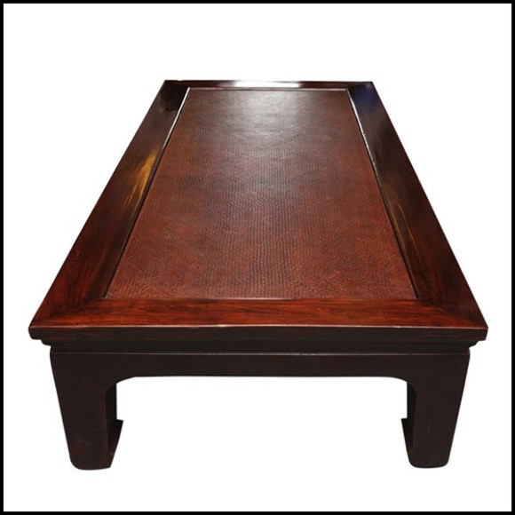 Lit ou table basse avec structure en bois de teck massif et vernis chamois 76-Opium