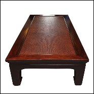 Bed or coffee table with frame in solid teak wood and buff varnished 76-Opium
