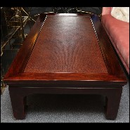 Bed or coffee table with frame in solid teak wood and buff varnished 76-Opium