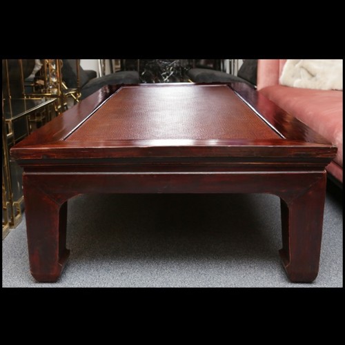 Bed or coffee table with frame in solid teak wood and buff varnished 76-Opium
