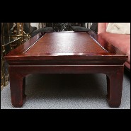 Bed or coffee table with frame in solid teak wood and buff varnished 76-Opium